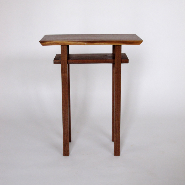 small narrow table- tall narrow end tables, solid wood accent table, small accent table with storage shelf- Wood Furniture Handmade in the USA