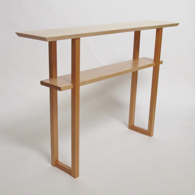 Narrow Sofa Table- Custom Table Design, Console Table, Side Table, Sofa Console- Tiger Maple with Cherry Table Handmade Wood Furniture Design