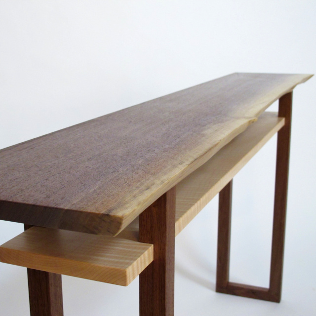 Live Edge Walnut Console Table- narrow wood table for hallways, entryway furniture, handmade custom tables.