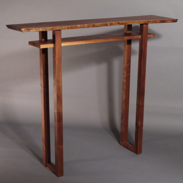 Small Bar Table- tall narrow console table, thin bar table made from Walnut- wood furniture, handmade in the USA 